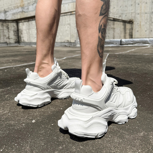 【帽子先森】确实帅白色老爹鞋男真皮复古运动鞋欧货厚底低帮鞋潮