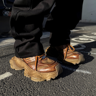 欧货低帮鞋 男真皮复古运动鞋 棕色蛇纹包底老爹鞋 潮鞋 帽子先森