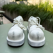 帽子先森 头大复古做旧白色牛皮鞋 男阔版 厚底德比鞋 真皮脏脏鞋