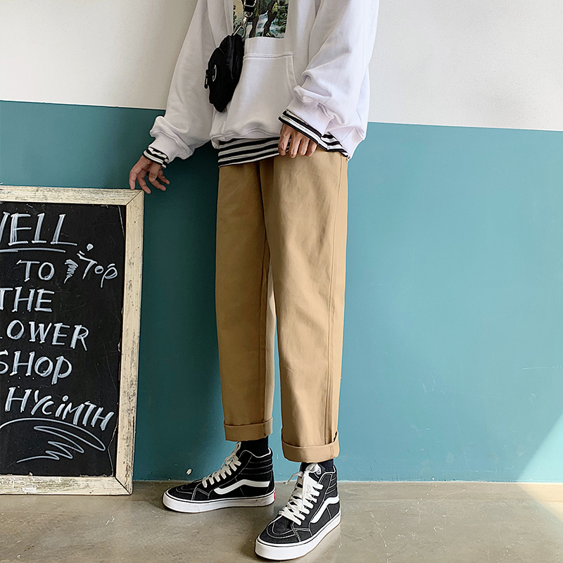 New Loose Edition Casual Pants in Autumn and Winter Men's Hong Kong Chaos ins Men's Pants Model