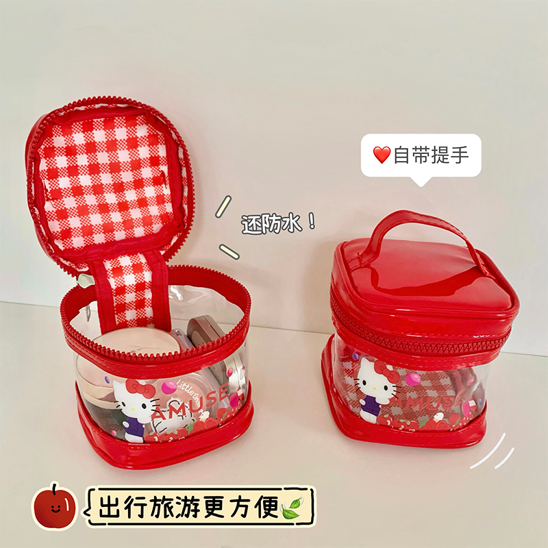 卡通可爱小猫咪透明化妆包女便携