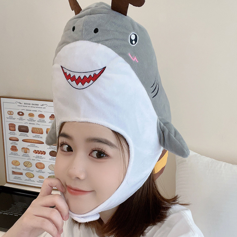 卡通鲨bee鲨鱼蜜蜂头套帽子可爱搞怪沙雕拍照表演出游送礼物道具