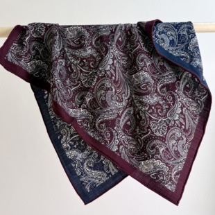 双面红蓝腰果65cm双面异色丝毛方巾时尚 百搭丝巾披肩围巾