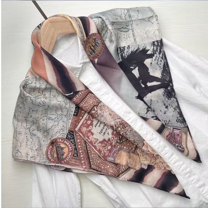 爆款狂野大陆双面异色丝毛大方巾90cm真丝羊毛混纺百搭保暖围巾