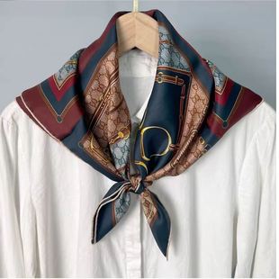 伦敦下午茶65cm桑蚕丝真丝斜纹中方巾双面同色丝巾小方巾14姆米