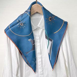 新款 马车图集65cm100桑蚕丝双面真丝斜纹中方巾丝巾百搭14姆米