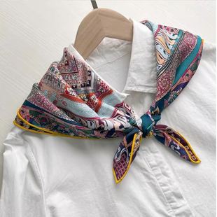 坛城唐卡65cm双面异色重磅真丝意罗绸中方巾100桑蚕丝小丝巾