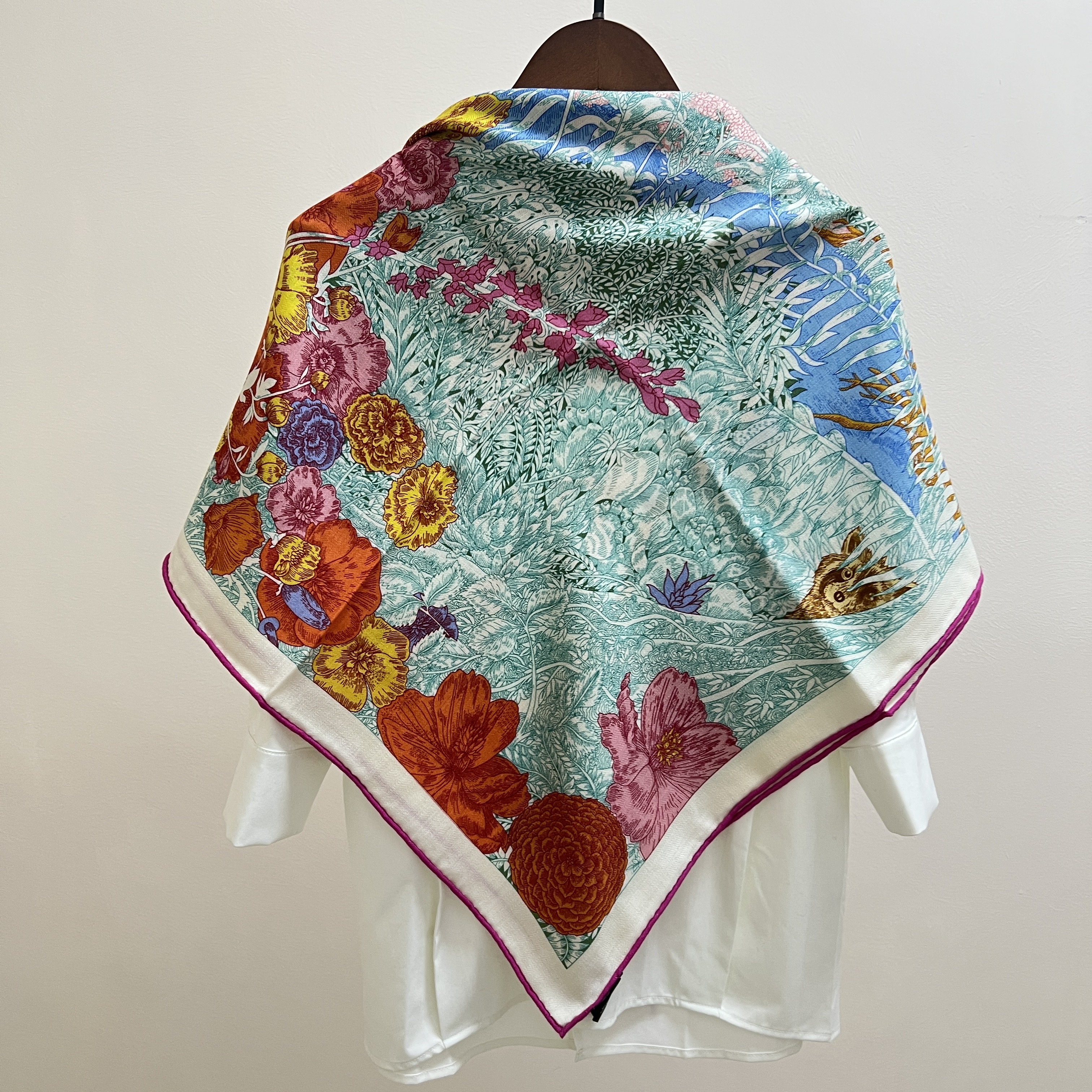 玫红边回归自然140cm丝毛大方巾时尚百搭保暖往披肩围巾