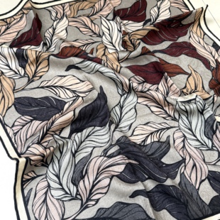 腰果提花一叶知秋65cm丝毛方巾时尚 百搭丝巾披肩围巾