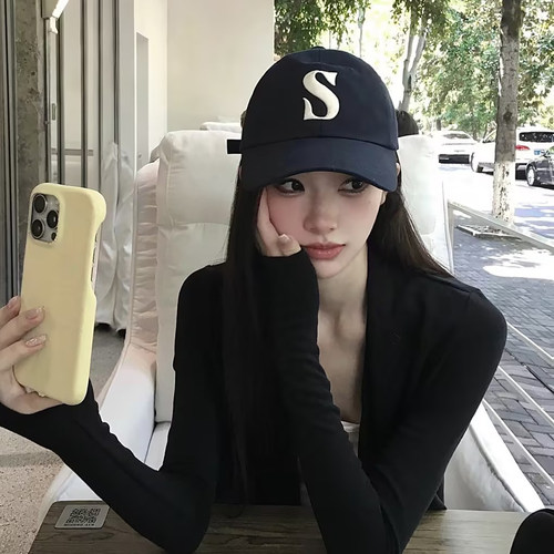 韩版字母S刺绣宽檐棒球帽