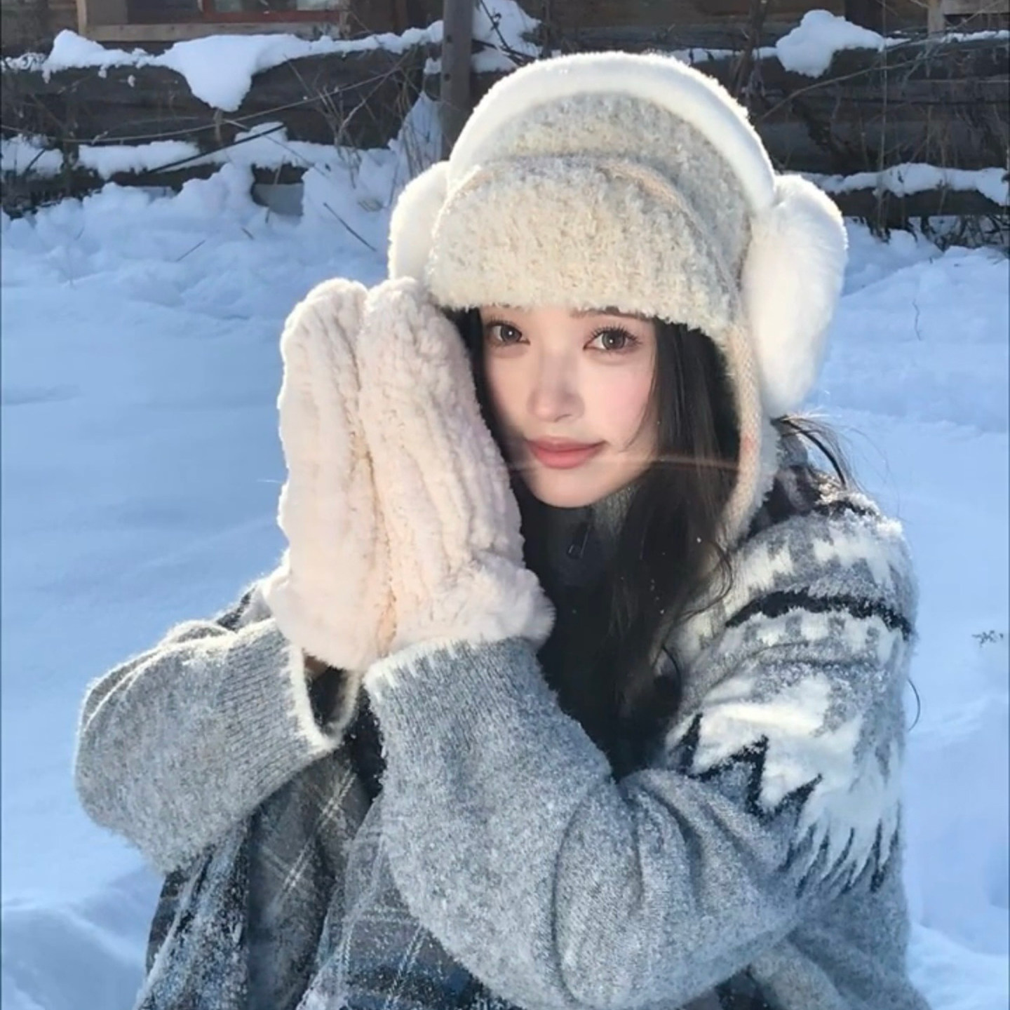 保暖防寒雷锋帽子女秋冬季加厚加绒护耳帽针织毛线帽飞行滑雪帽潮