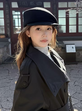 fever同款留洋千金高品质羊毛马术帽子女秋冬气质黑色贝雷礼帽