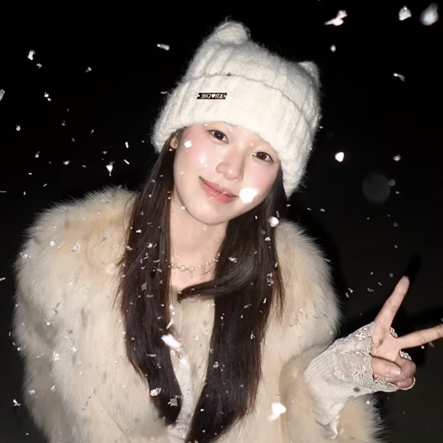 可爱猫耳毛线帽子女2025新款冬季防寒保暖针织帽显脸小护耳帽冷帽