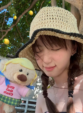 夏季度假风镂空草编大帽檐渔夫草帽女2026新款海边沙滩防晒遮阳帽