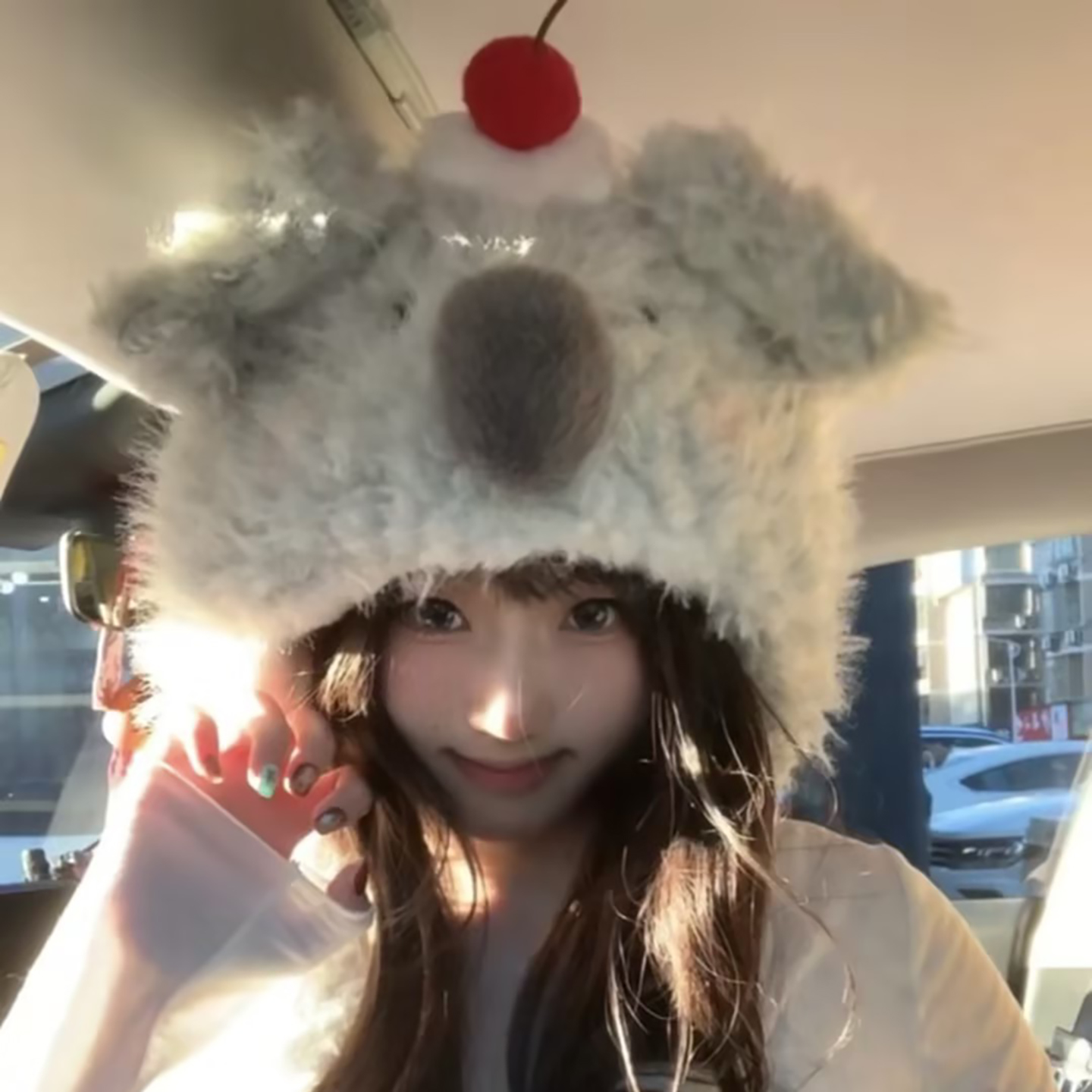 可爱蛋糕考拉毛绒帽女秋冬季显脸小加厚加绒保暖防寒护耳雷锋帽子
