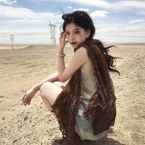 复古民族风棉麻碎丝巾女