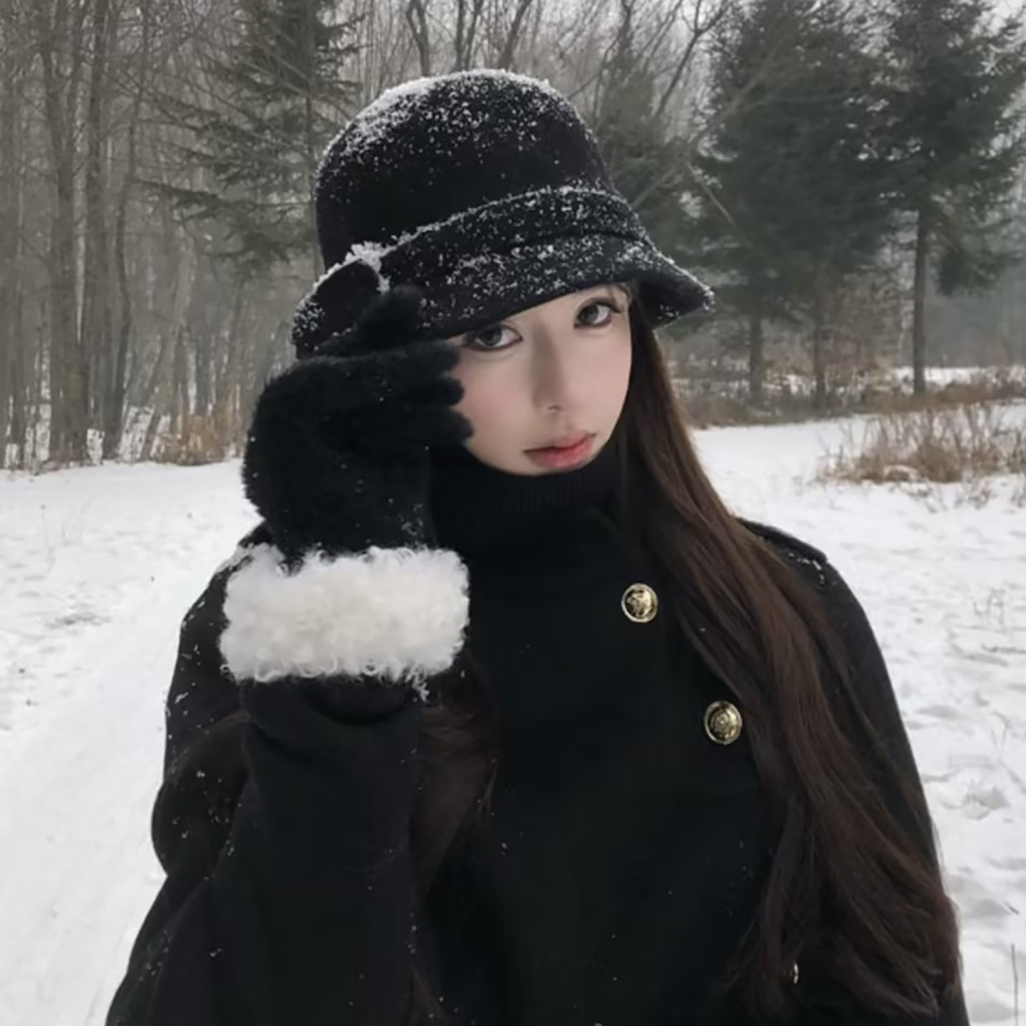 赫本千金风卷边毛呢礼帽女大头围法式蝴蝶结渔夫帽高级感优雅帽子