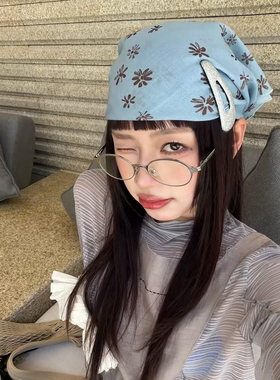 度假风印花丝巾女春夏季海边沙滩防晒头巾系脖高级感领巾护颈方巾