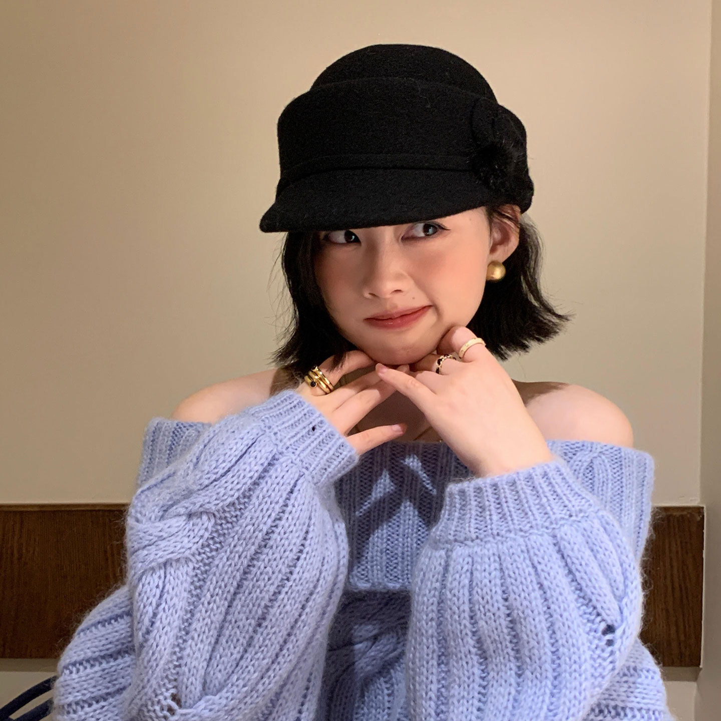 法式赫本风黑色毛呢礼帽女2秋冬季留洋千金气质百搭贝雷帽子盆帽