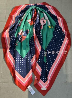 AS-WJ-139 撞色绝绝子!缎面 外贸出口英国原单大方巾披肩围巾丝巾