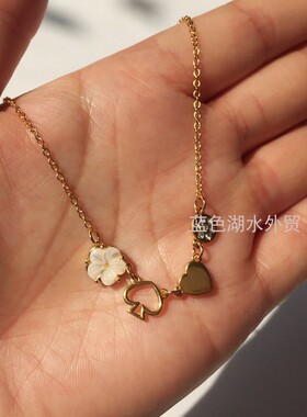 AS-SS-050 纯铜镀金 奢侈大p外贸出口美国原单 镀黄金项链清新坠