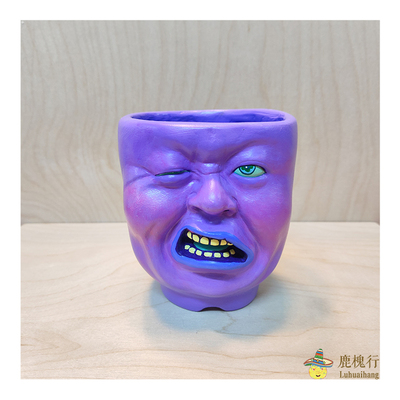 日本shinobu表情花坛多肉植物花盆雕像景观园林装饰人脸摆件 中号