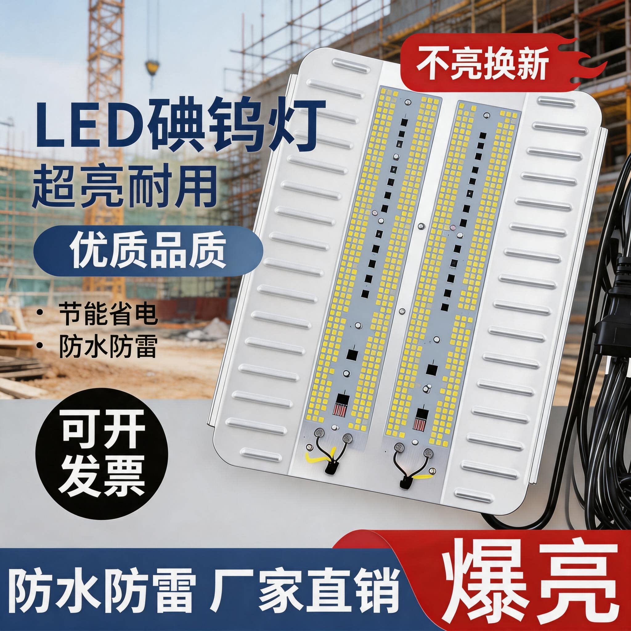 大亮王工地照明灯户外防水施工灯太阳灯LED卤钨灯碘钨灯工作灯