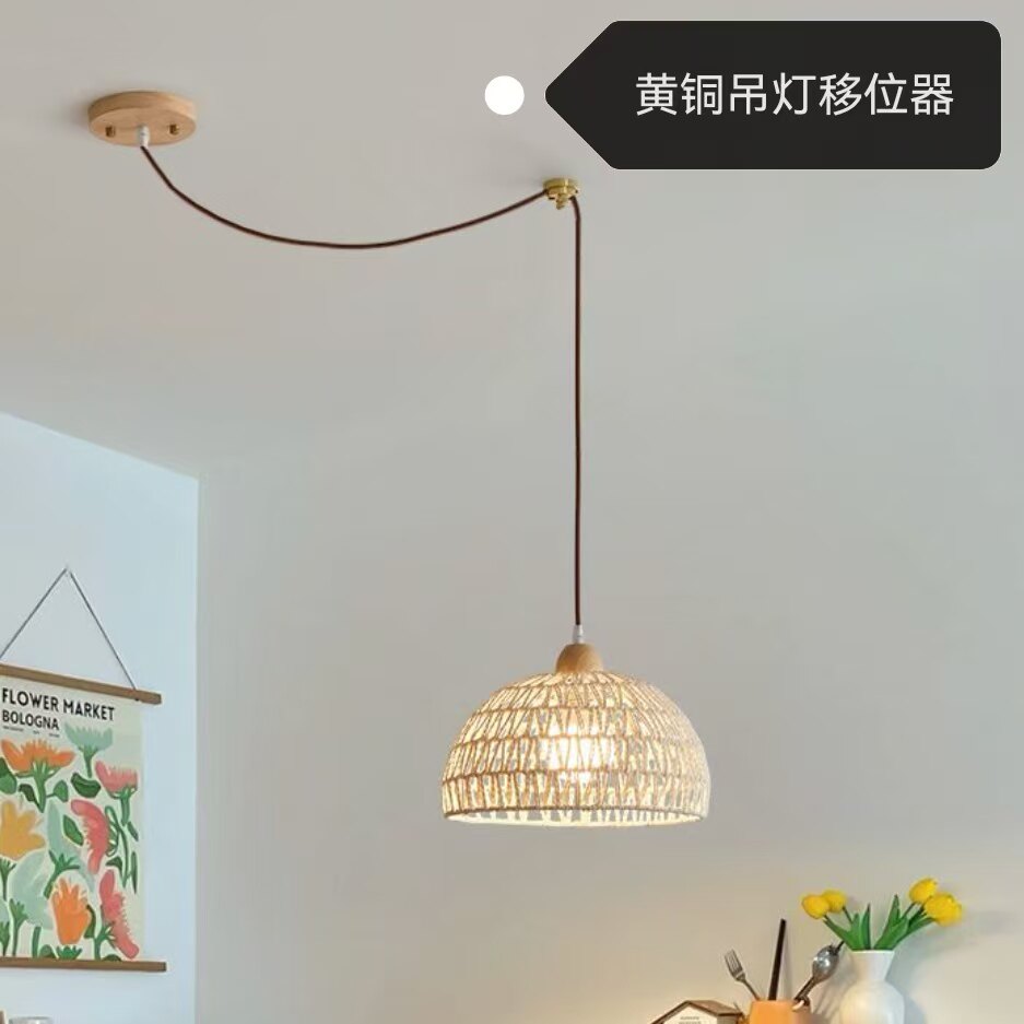 吊灯移位器灯具位置不居中移位配件黄铜铁艺复古灯具电线移动固定图片