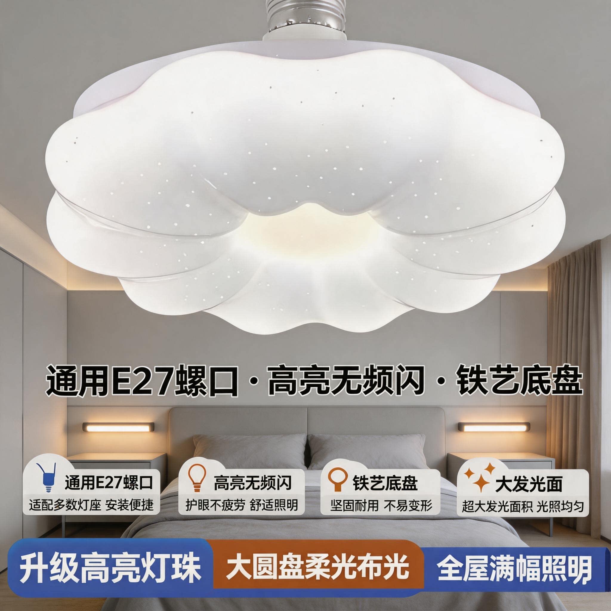 大功率新款节能灯led超亮家用房间灯卧室灯厨房灯E27螺口多色变光