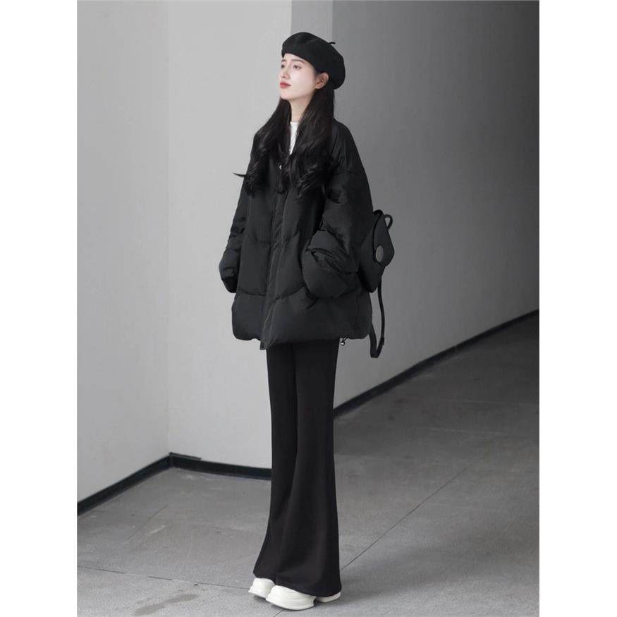 黑色高级感韩系羽绒服女款冬季2025新款小个子保暖面包服棉袄外套