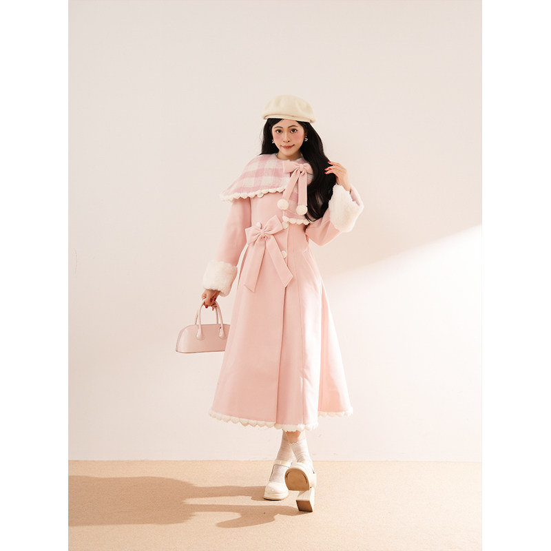 浆果莓莓 冬季新款留洋大小姐cla系收腰披肩中长款毛呢外套两件套,女装/女士精品,时尚套装,淘宝优惠券,粉丝福利购,淘宝优惠卷