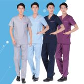 欧美全棉洗手衣刷手服护士医生服口腔牙科工作服美容服白大衣V领