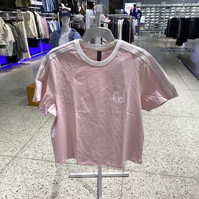 阿迪达斯短袖女纯棉透气圆领T恤