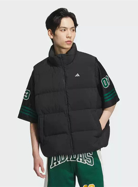 阿迪达斯三叶草男子2024冬季立领保暖宽松运动休闲羽绒马甲JC6822