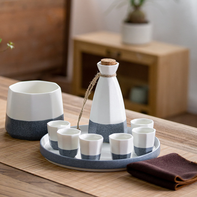 日式酒具套装创意家用温酒壶烫酒器温酒碗白烈酒杯8角形清酒酒壶