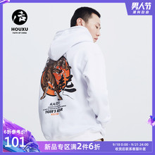 连帽hiphop外套 中国风男装 宽松情侣装 后序仙鹤卫衣男潮嘻哈 秋装