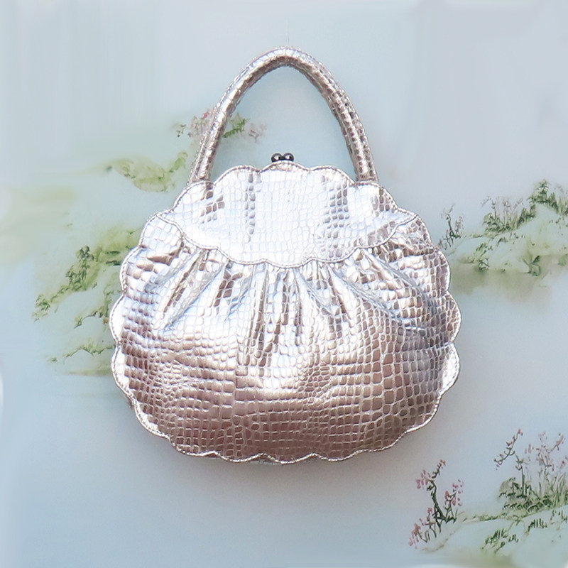 原创手提包新款时尚潮流女包头层蛇纹皮迷你包花边大容量女士包包