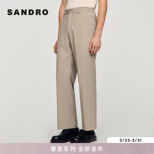 编织袢带拉链门襟高腰阔腿九分西裤 SANDRO2026春季 法式 男装 新款