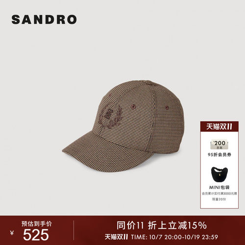 SANDRO格纹棒球帽鸭舌帽