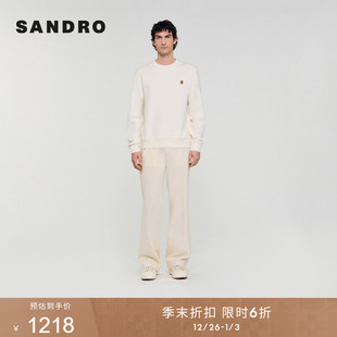 简约棉质沙色圆领短款 男装 针织上衣 末6折SANDRO2025秋冬新款 季