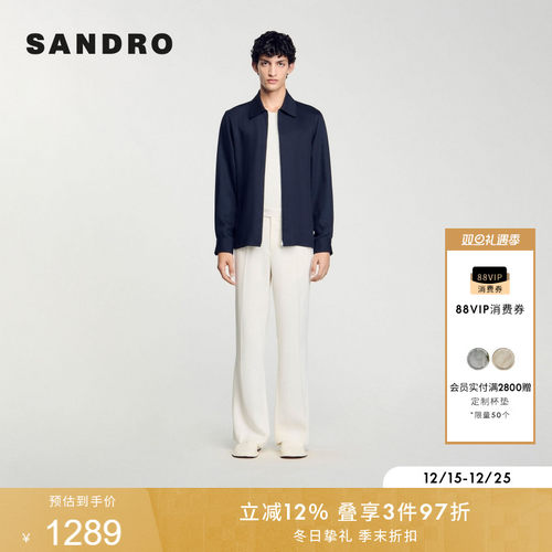 SANDRO男装时尚深蓝色翻领外套