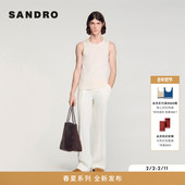 简约白色包边领口短款 SANDRO2026春季 针织背心 法式 时尚 新款 男装
