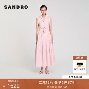 浅粉色仿钻衬衫 SANDRO博主同款 收腰无袖 法式 连衣裙 2025春夏女装