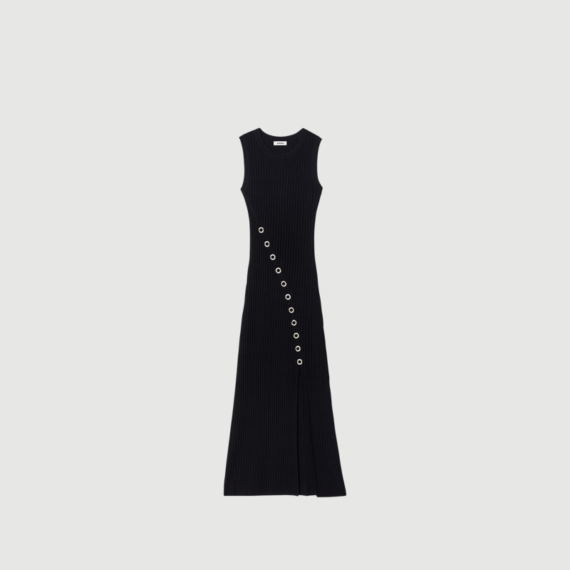 高腰仿钻圆环针织连衣裙