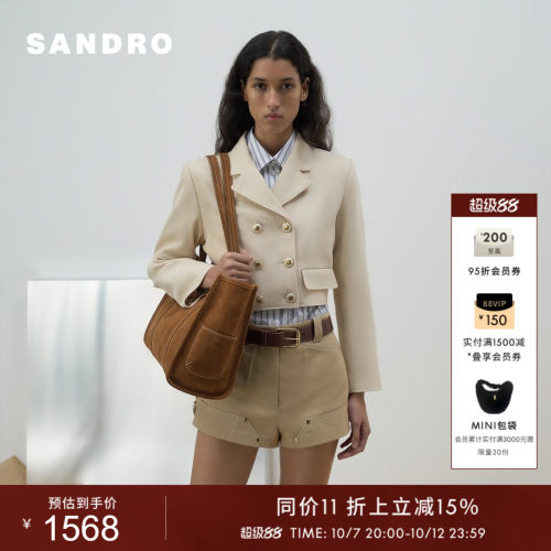 SANDRO女装气质翻领双排扣外套