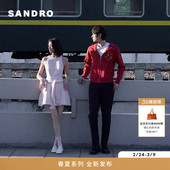 新款 粉色圆领粗花呢收腰短款 女装 时尚 连衣裙 法式 SANDRO2026春季