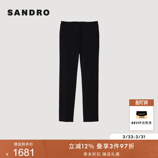 法式 长裤 时尚 直筒休闲裤 黑色休闲简约通勤风格 SANDRO2025秋冬男装