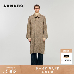 简约迪木尔风绵羊毛单排扣大衣 法式 季 末7折SANDRO2025秋冬男装