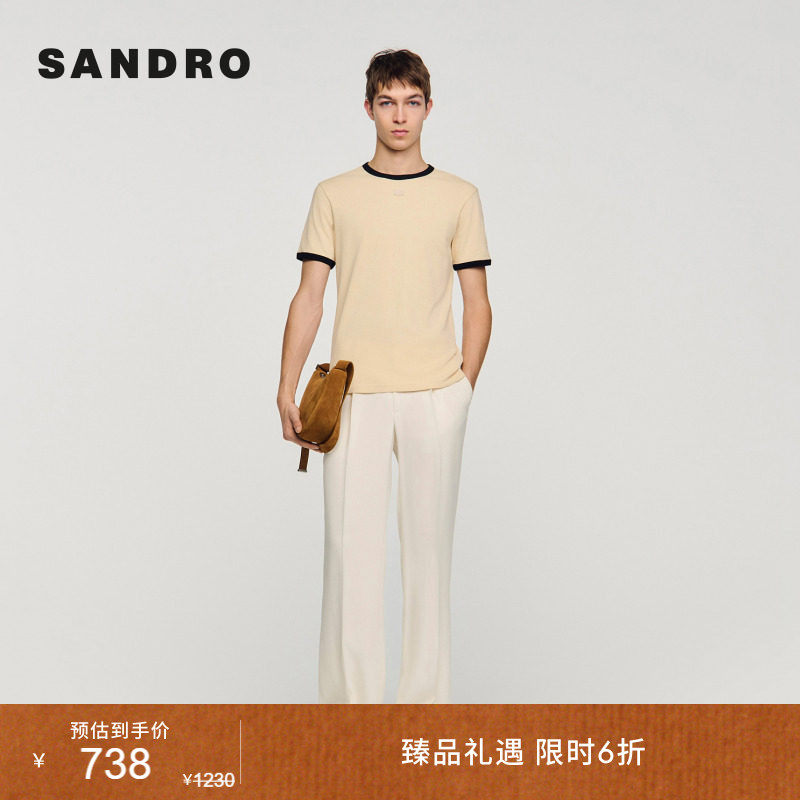 SANDRO罗纹撞色收边针织T恤图片