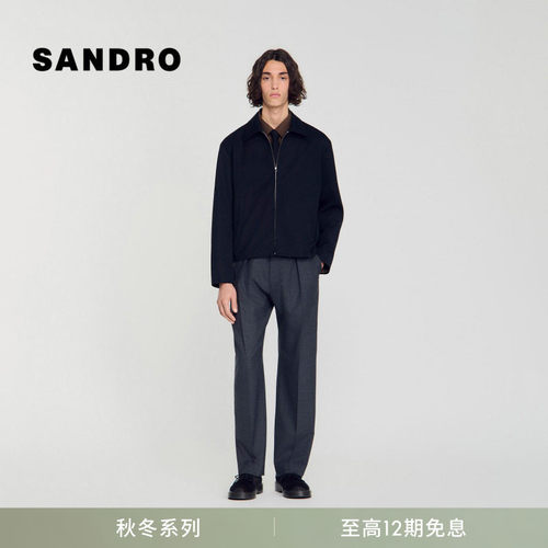 SANDRO翻领拉链短款夹克外套